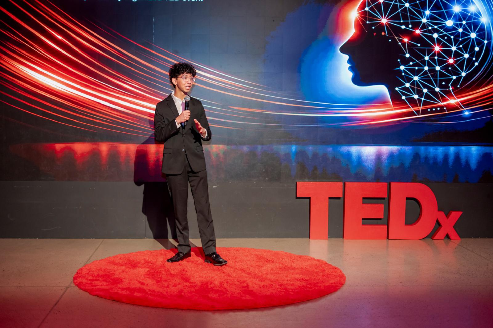 A STEM Sprouts student speaking at a TEDx event