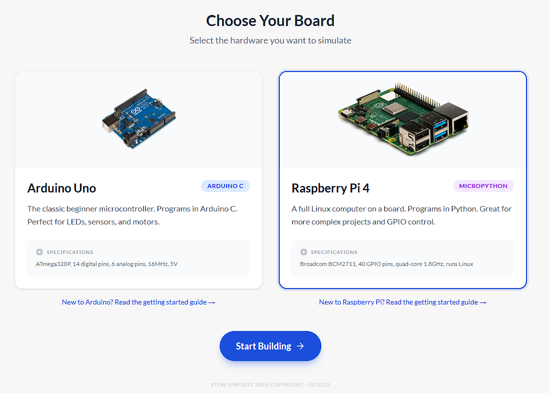 Screenshot of the Pinboard virtual circuit building tool